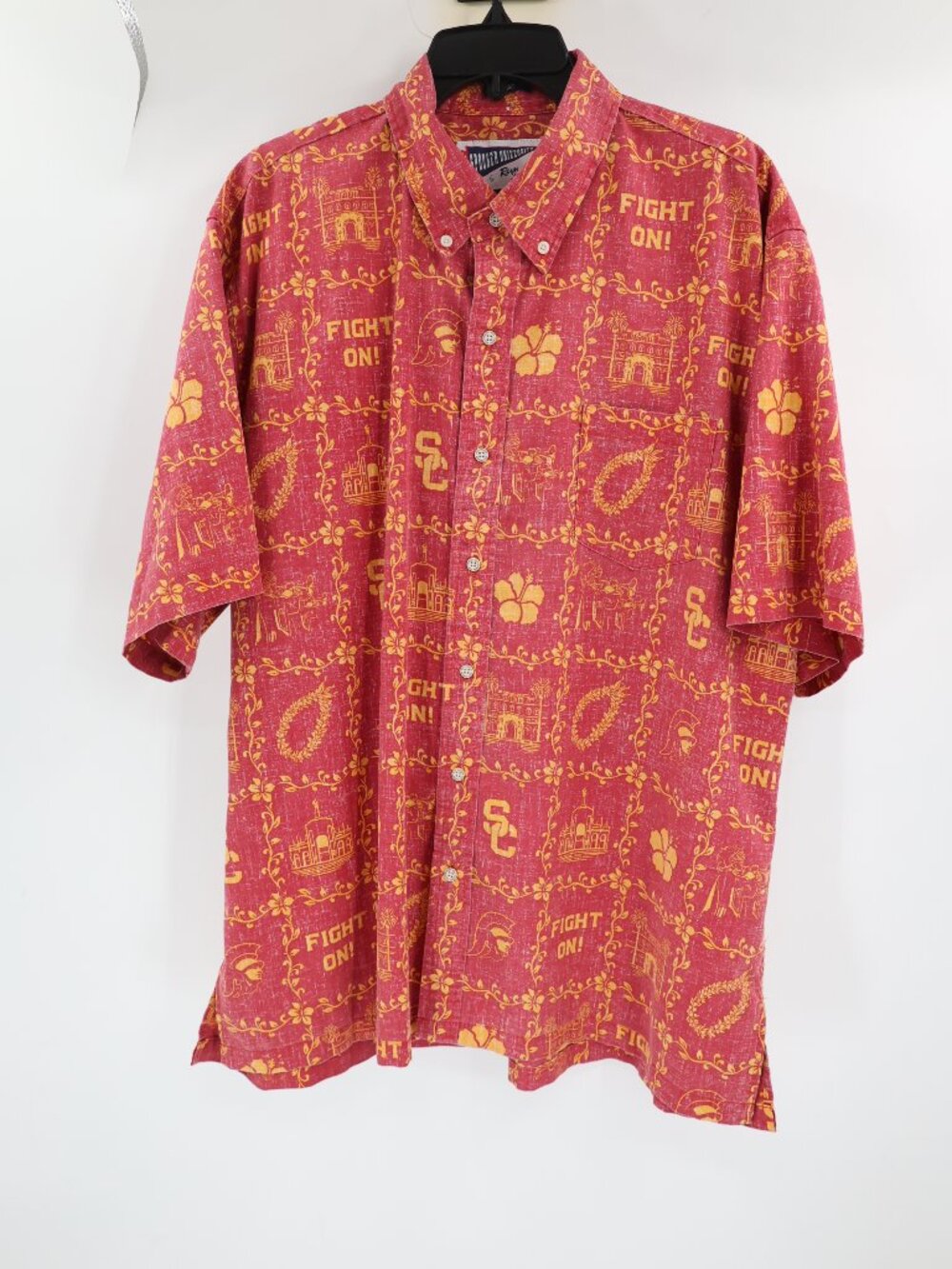 Reyn Spooner Hawaiian Shirt Mens XL university USC Fight On Trojans Football - Picture 2 of 15